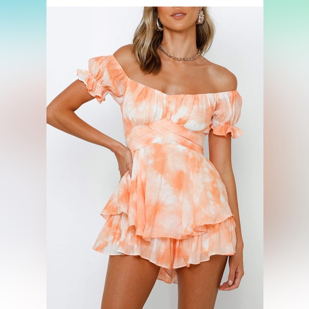 peach tiedye romper